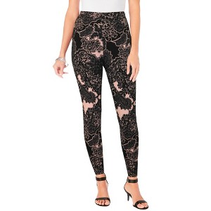 Roaman's Plus Size Ankle Length Essential Stretch Legging - 1 of 4