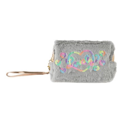 Unique Bargains Women Durable Heart Style Makeup Bag Gray 1 Pc