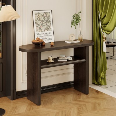 TIRAMISUBEST Elegant Minimalist Console Table with Rounded Edges and Sturdy Shelf Design, Entryway Table Sofa Table for Entryway, Living Room