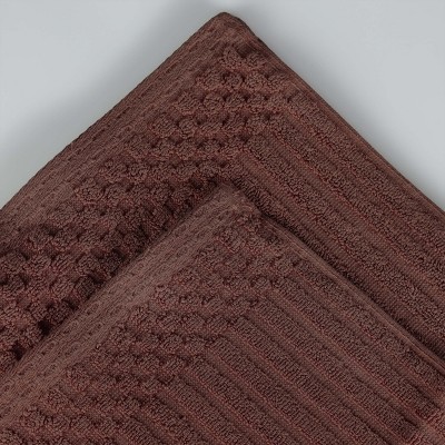 Plush Brown Cotton Ribbed 4-Piece Bath Towel Set