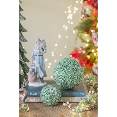 YOOCOZZ  Christmas Holiday Party Ornaments Decoration 6 Set - 3.9" Christmas Ball Ornaments, Green Decorative Hanging Ball Xmas Tree Ornaments