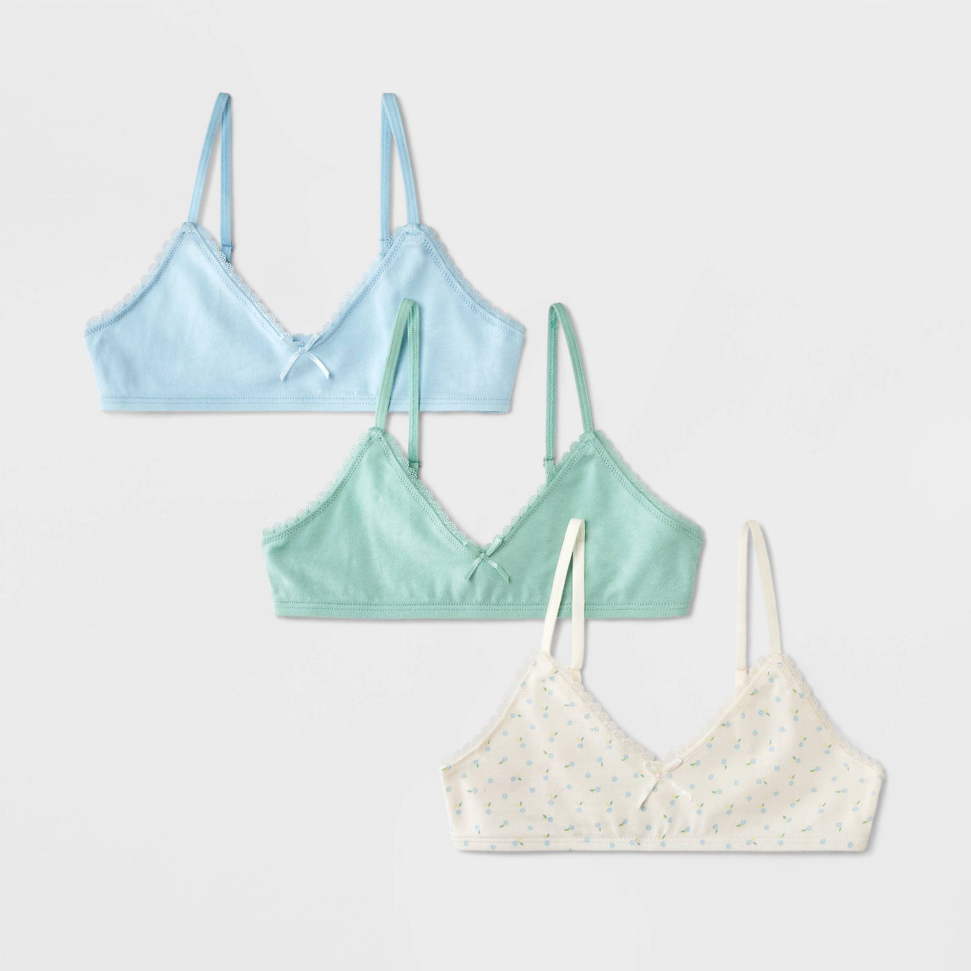 Girls' 3pk Lace Trim Cotton Starter Bra - Cat & Jack™