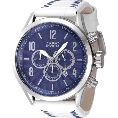 Invicta 46559 Men's Bolt Chronograph Blue Dial Leather Strap Watch