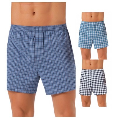 INSPIRE CHIC Men's 3 Pack Classic Plaid Pattern Boxer Shorts