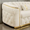 110.5" Luxury Italian Velvet L-Shaped Chesterfield Sofa with Gold Stainless Steel Accents, Tufted Sectional Couch with 7 Pillows for Living Room - 3 of 4