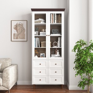 TIRAMISUBEST White MDF Display Storage Cabinet Storage Sideboard Cabinet - White - 1 of 4