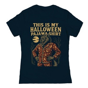 Rerun Island Women Halloween Pajama Shirt Werewolf Short Sleeve Graphic Cotton T-Shirt - 1 of 4