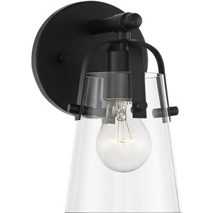 Possini Euro Design Modern Wall Light Sconce Black Metal Hardwired 5 1/4" Fixture Clear Glass Shade for Bedroom Bathroom Bedside - 1 of 4