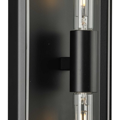 Progress Lighting Bristol 2-Light Outdoor Wall Light, Matte Black, Clear Beveled Glass