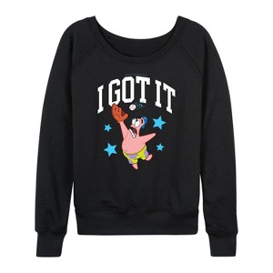 Women's - SpongeBob SquarePants - I Got It Lightweight French Terry Wide Neck Long Sleeve Shirt - 1 of 4