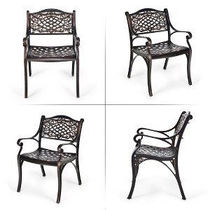 Costway 4PCS Patio Dining Bistro Chair All Weather Cast Aluminum Armrest Garden - 1 of 4