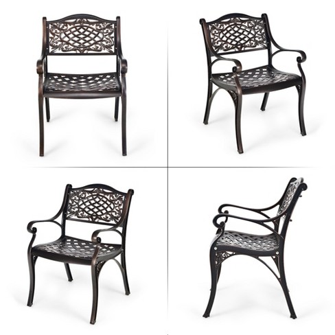 Costway 4PCS Patio Dining Bistro Chair All Weather Cast Aluminum Armrest Garden - image 1 of 4