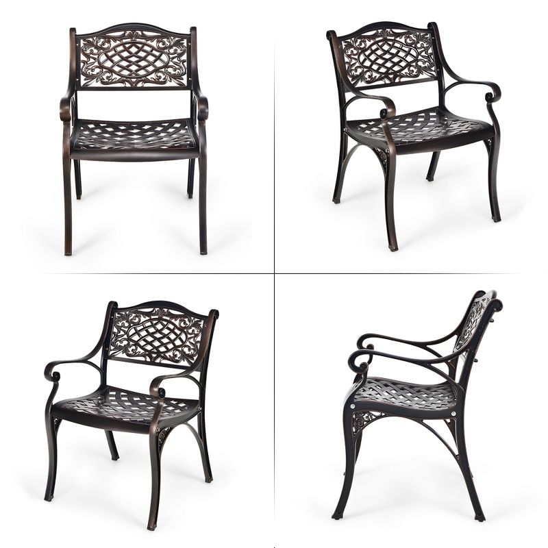Costway 4PCS Patio Dining Bistro Chair All Weather Cast Aluminum Armrest Garden, 1 of 11