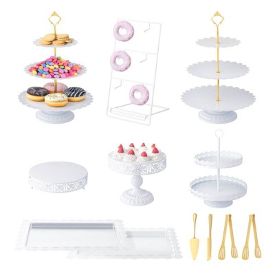 Winado 12-Piece Dessert Table Display Set In White Metal Cake Stand Set With Donut Stand