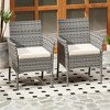 Tangkula Outdoor PE Wicker Chairs Set of 4 Patio Dining Armchairs w/ Padded Cushions - 4 of 4