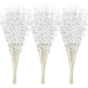 JOYFY 24 Pcs Christmas Tree Berry Stem Decorative Bead Sticks, Glittery Twigs, Picks, Branches for Christmas Tree - White - 1 of 4