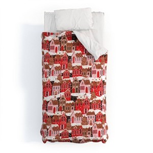 Deny Designs Twin/ Twin Extra Long Cynthia Gingerbread Village Comforter and Pillow Sham Pink - 1 of 4
