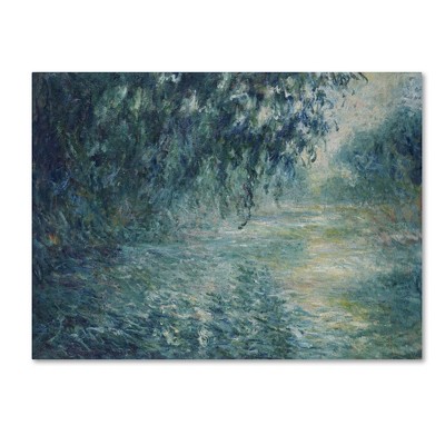 Claude Monet 'Morning On The Seine' Blue and Green Canvas Print