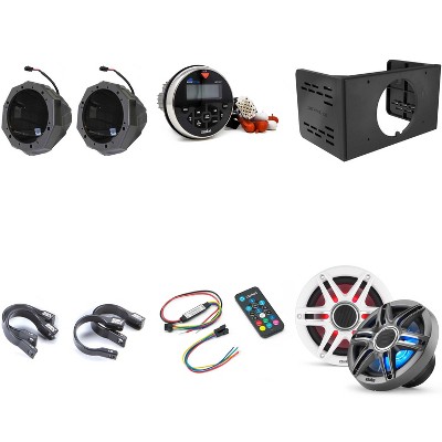 Clarion UTV Gauge-Style Radio and Mount bundle including 6.5" Speakers, Powersports pods, cage mounts 1.75"
