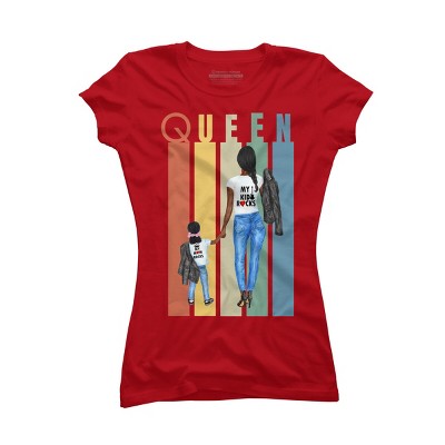 Junior's Design By Humans Mother's Day Black Mom Queen Retro Stripes By duron4 T-Shirt