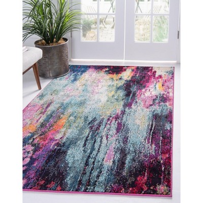 Sunset Multicolor Abstract 9' x 12' Synthetic Area Rug