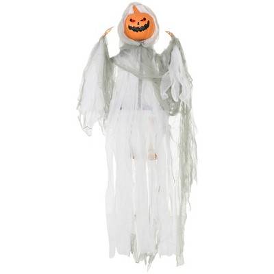 HOMCOM Pumpkin Ghost Outdoor Halloween Decoration with Sound Activated Light Up Eyes & Sound Effects, Prop for Party