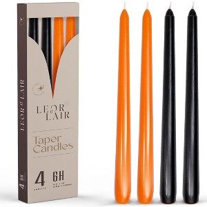 Leor & Lair Halloween Taper Candles - 10" Orange & Black Candlesticks - 6 Hour - Candles for Halloween Decoration - 1 of 4