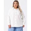 Agnes Orinda Women's Plus Size Business Casual Long Sleeve Denim Button-Down Shirts - 2 of 4