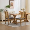 Set of 2 Solid Wood Dining Chairs with Rattan Backrest and Linen Cushion Seat, Modern Kitchen & Dining Chairs-Panipeachy - 2 of 4