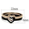Slickblue Women’s Interlocking Heart Ring Set, Rose Gold & Black Stainless Steel, Minimal Polished Bands, Sizes 5–10 - 2 of 4