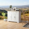 ORRD Kitchen Island with Storage, Butcher Block Sideboard Buffet Cabinet with Adjustable Shelf, White & Wood Grain - 4 of 4