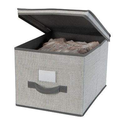 Large Gray Foldable Polypropylene Storage Bin with Lid