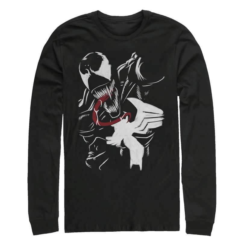 Men's Marvel Venom Paint Print Long Sleeve Shirt, 1 of 4