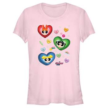 Junior's Women The Powerpuff Girls Valentine's Day Conversation Hearts T-Shirt