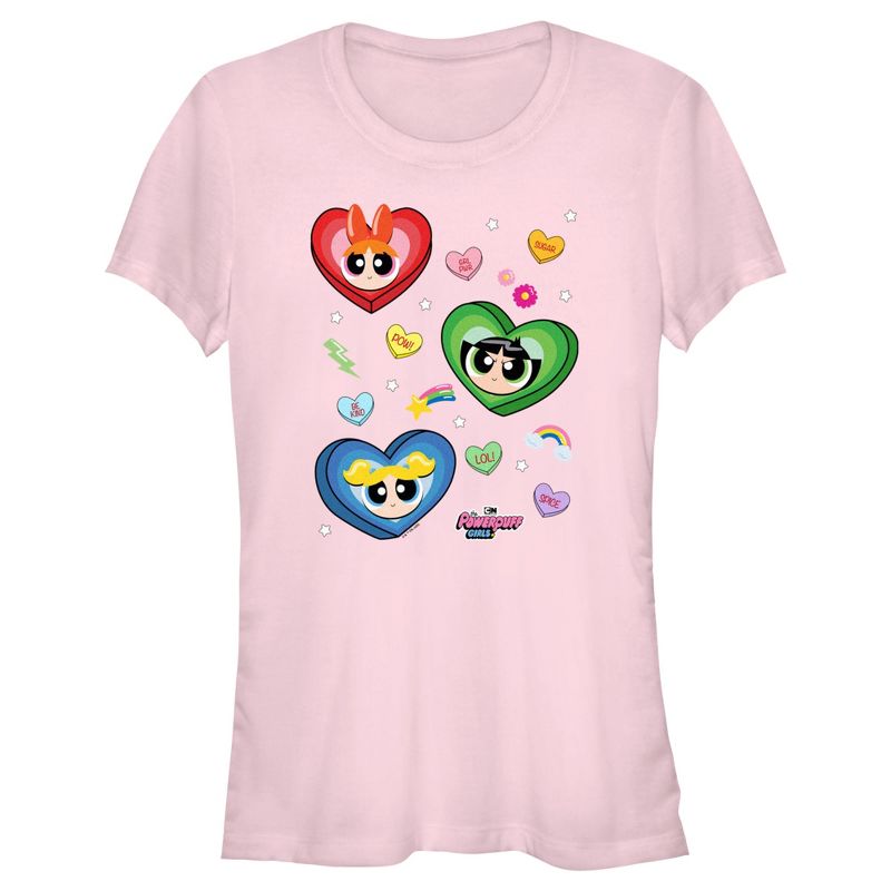 Junior's Women The Powerpuff Girls Valentine's Day Conversation Hearts T-Shirt, 1 of 5
