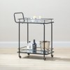 mDesign Metal Rectangle Rolling Food and Beverage Bar Cart with Glass Shelves, Black - 2 of 4