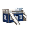 Max & Lily Twin Low Bunk Bed with Stairs and Slide with Curtains - 2 of 4