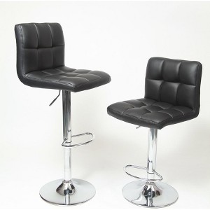 Dolonm Set of 2 35-43.5 in. H Swivel Faux Leather Adjustable Height Bar Stool with Metal Frame & Footrest - 1 of 4