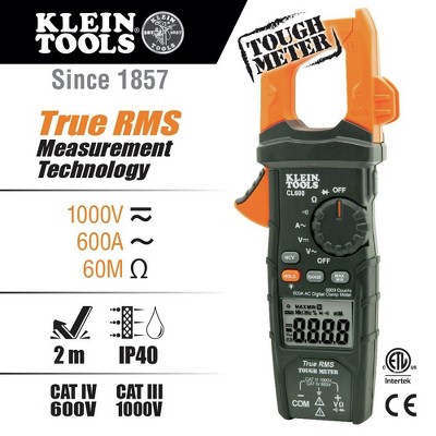 Klein Tools CL600 True RMS Digital AC Auto-Ranging Cordless Clamp Meter Kit