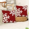 Lomsoe 2pcs Red & Snowflake Christmas Throw Pillow Covers - Farmhouse Winter Decor Cushion Cases with Zipper Closure, Holiday Decor for Sofa Bed - 3 of 4