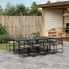 vidaXL Patio Dining Set 9-Piece Black Poly Rattan Synthetic Garden Furniture with Cushions, Rectangular Glass Table, Foldable Chairs - 2 of 4