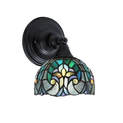 Toltec Lighting Any 1 - Light Sconce in  Matte Black with 7" Turquoise Cypress Art Glass Shade