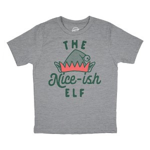 Youth The Nice Ish Elf T Shirt Funny Good Behavior Xmas Elves Joke Tee For Kids - Crazy Dog Youth T Shirt - 1 of 4