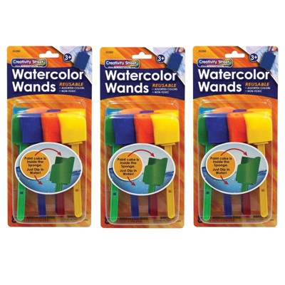Creativity Street Watercolor Wands with Paint, 8 Assorted Colors, 1-3/8" x 5-1/2", 8 Per Pack, 3 Packs