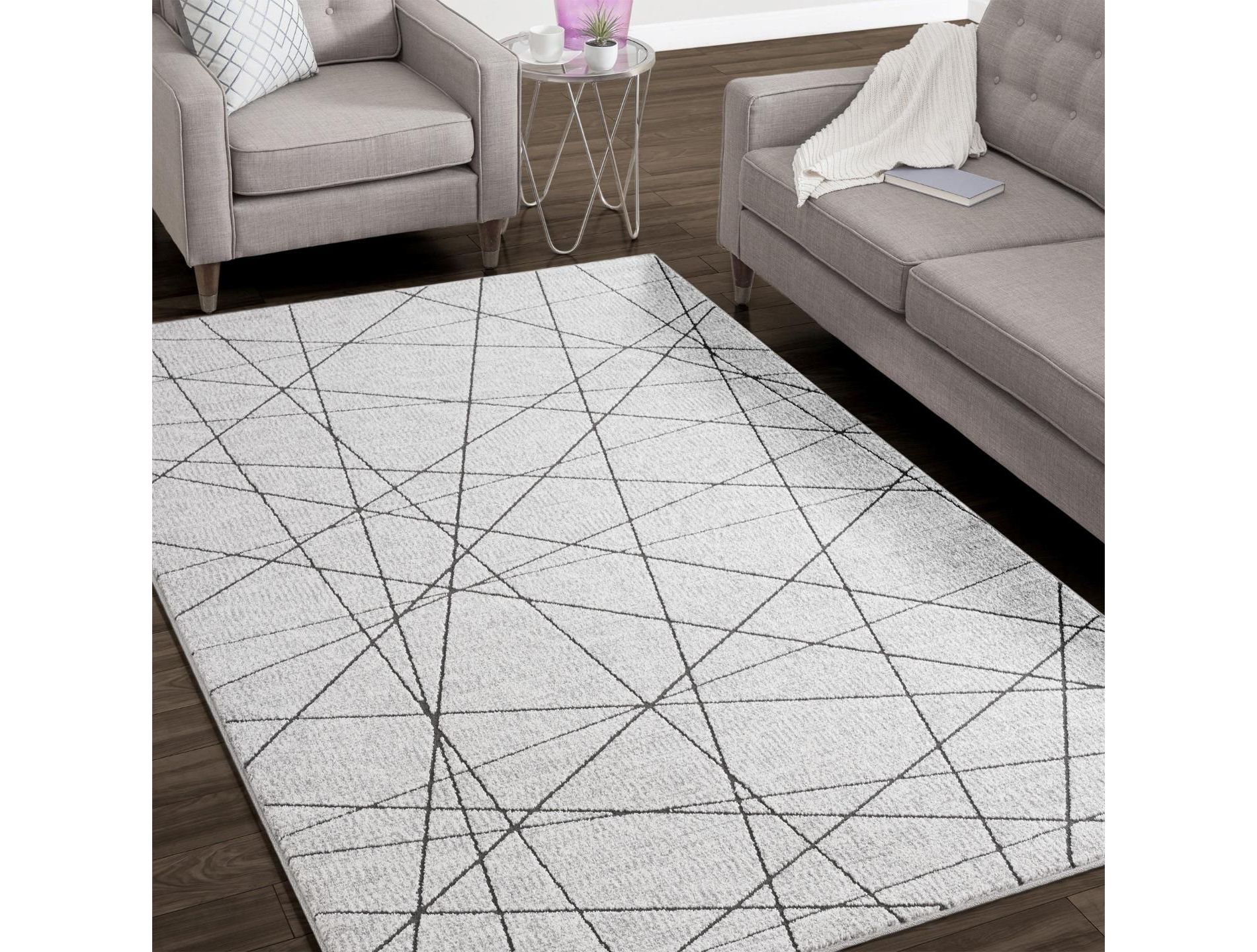 Luxe Weavers Modern Abstract Lines Gray 5x7 Indoor Area Rug for Living Room