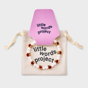 Little Words Project Apple Stacker Beaded Bracelet - Pearl/Red/Gold - 1 of 4