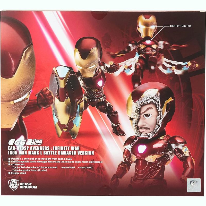 Beast Kingdom Co. Marvel Avengers Egg Attack Action Figure | Iron Man Mark 50 Battle Damaged, 3 of 4