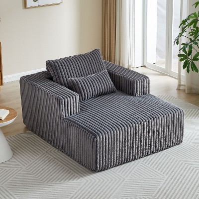62.5-Inch Corduroy Sofa Lounger - Assembled, Plush Modern Sleeper for Living Room & Bedroom Comfort
