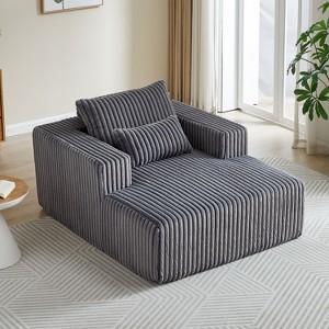 CENGHU Corduroy Upholstered Sofa Couch, Bean Bag Chair, Sponge Sectional Sofa Lounge Chair with Ottoman, Single Sofa Sleeper Chair - 1 of 4