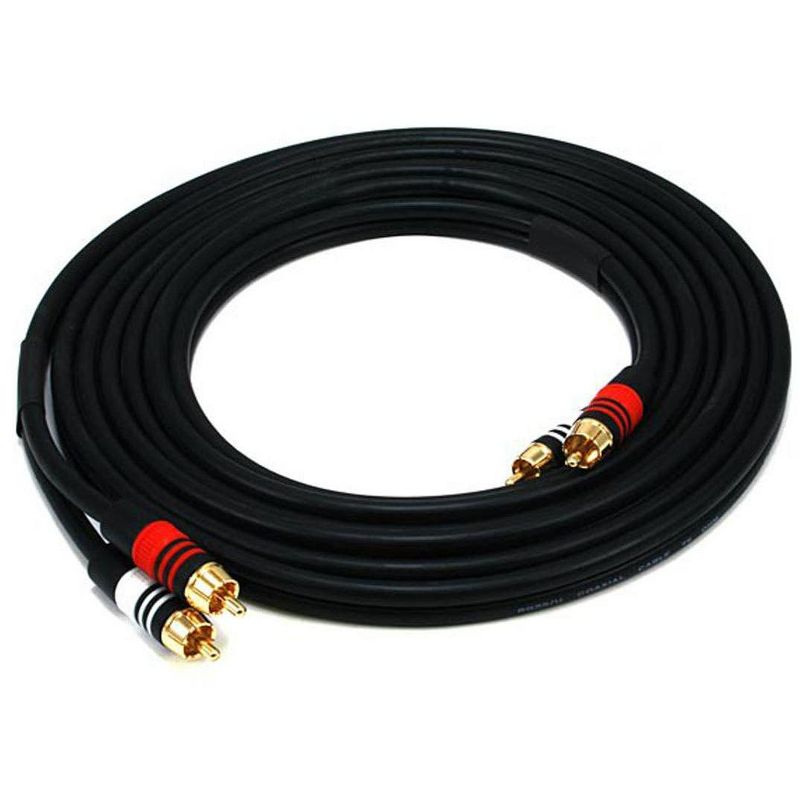 Monoprice Premium Two-Channel Audio Cable - 12 Feet - Black | 2 RCA Plug to 2 RCA Plug 22AWG, Male to Male, 1 of 3